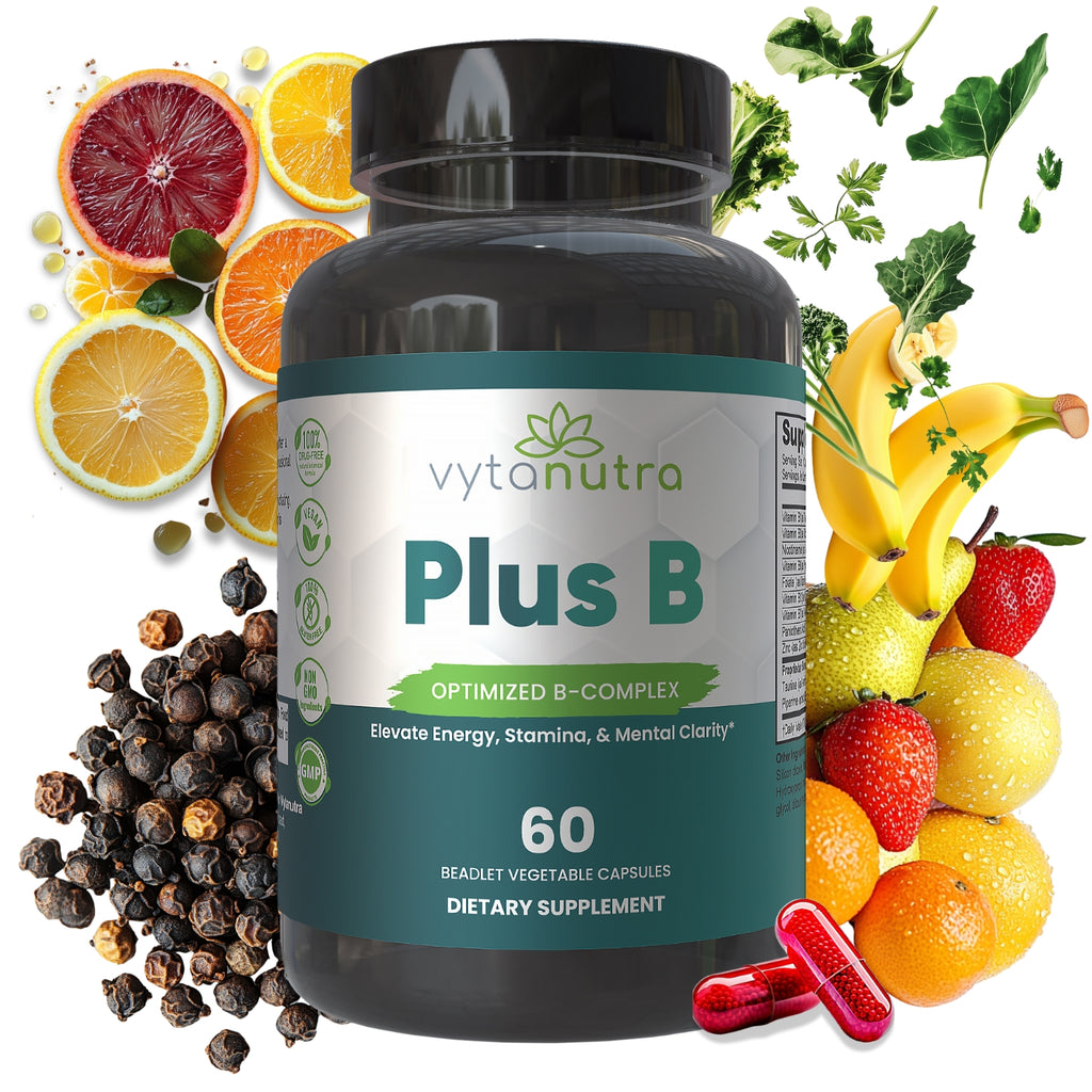 Plus B 11-in-1 Beadlet Capsule – Complete B-Complex with B1, B2, B3, B5, B6, B7, B9, B12 – Timed Release for Energy, Vitality, Brain, Heart, Immune, Mood, & Overall Wellness