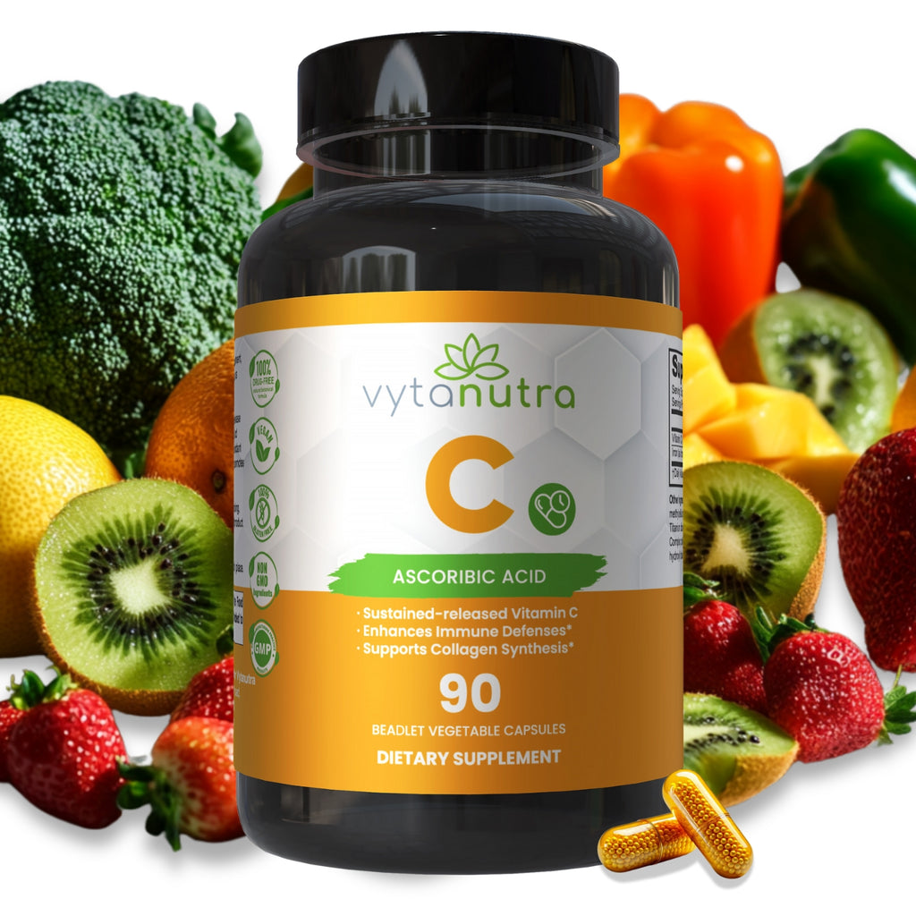 Immune Support Vitamin C – with Iron, Non-GMO, Vegan, Gluten-Free, Slow Release Beadlet Capsules