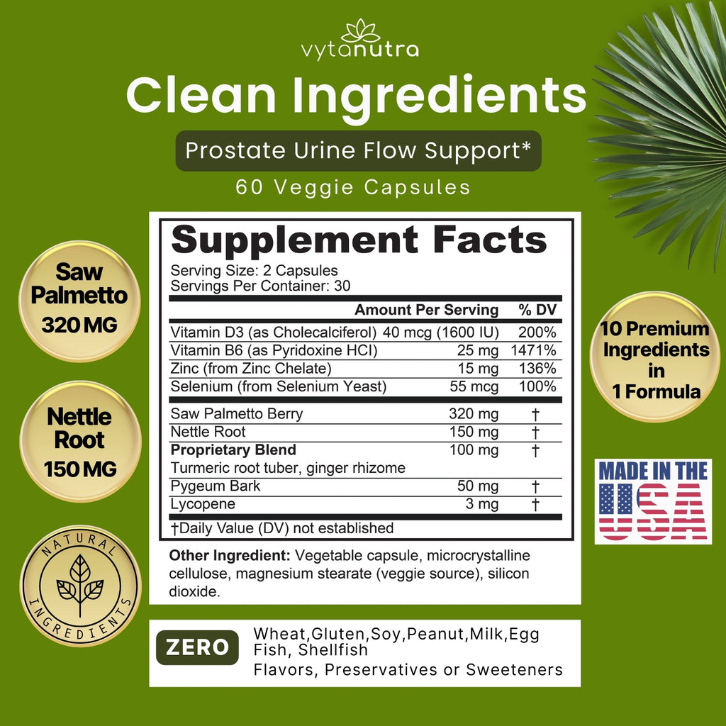 Ultimate Prostate - Health Support Supplement with Saw Palmetto, Nettl ...